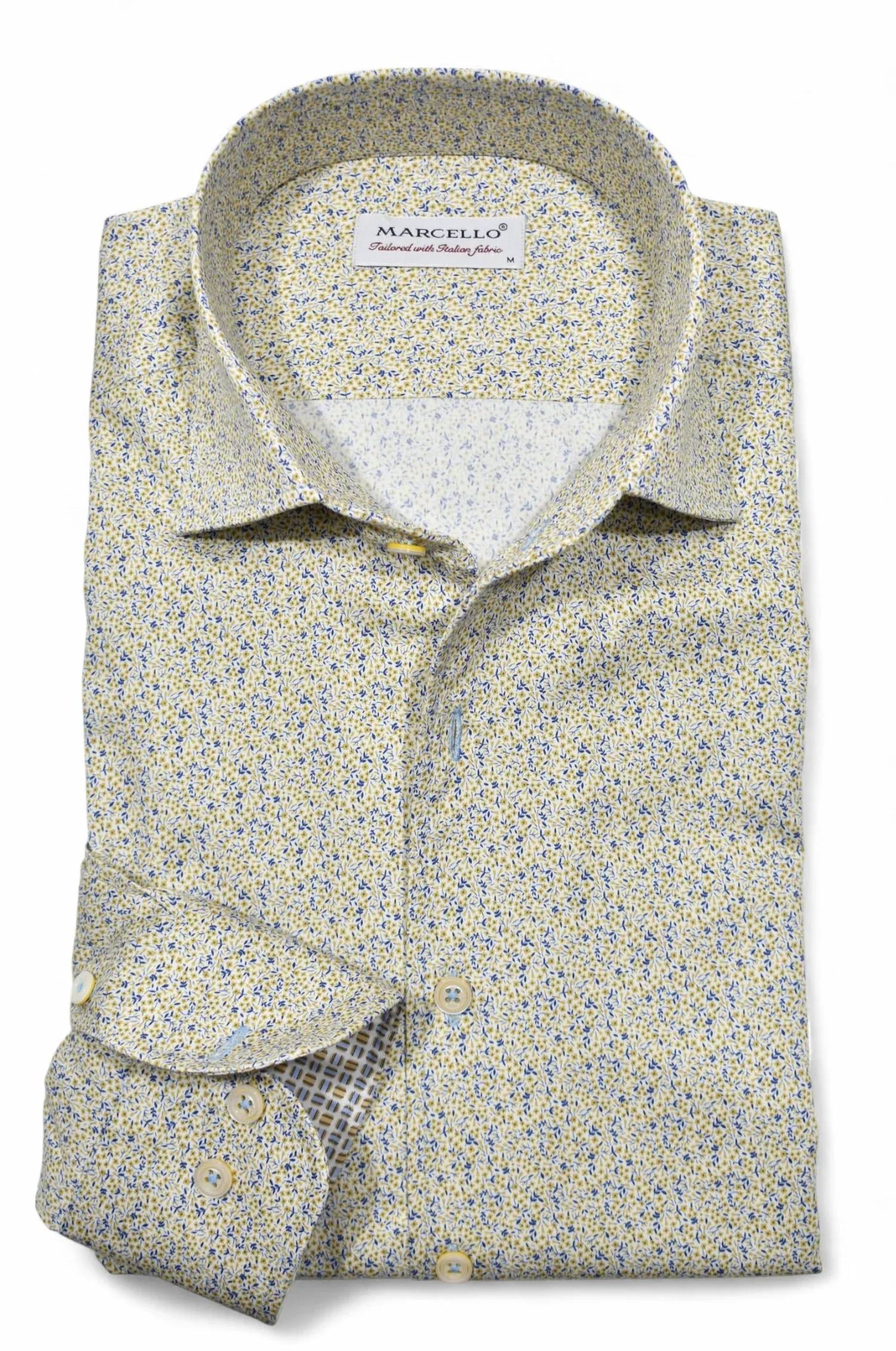 Marcello - Men's Maize Mini Floral Long Sleeve Shirt
