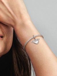 Pandora Women's Heart And Angel Wings Dangle Charm in silver - women's item - detail view