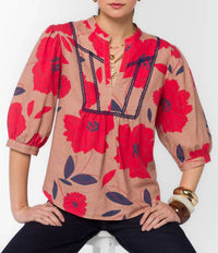 Velvet Heart Zyler Floral Peasant Top in multi - women's blouse - alternate view