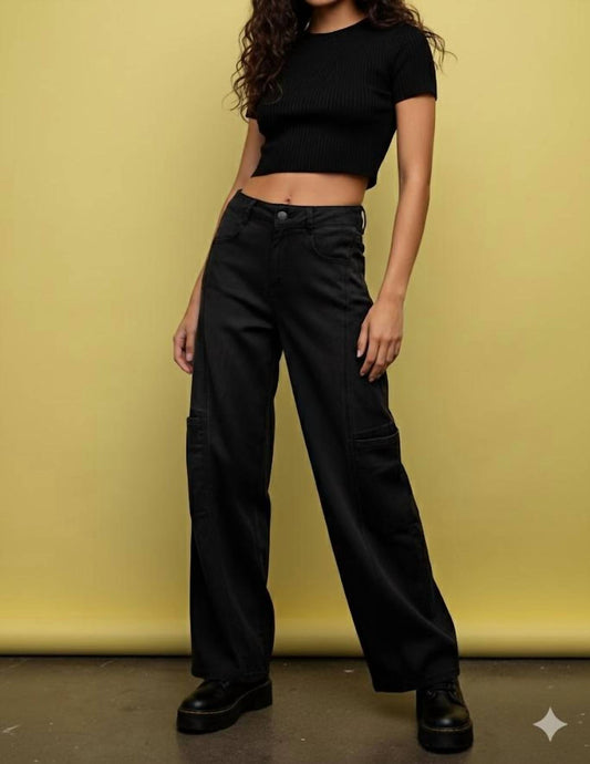 Easel - Washed Denim Straight Pants