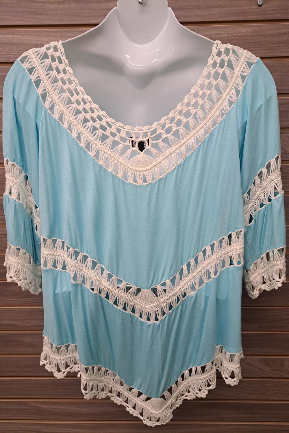 Zenobia - Women's With Crochet Design Plus Top