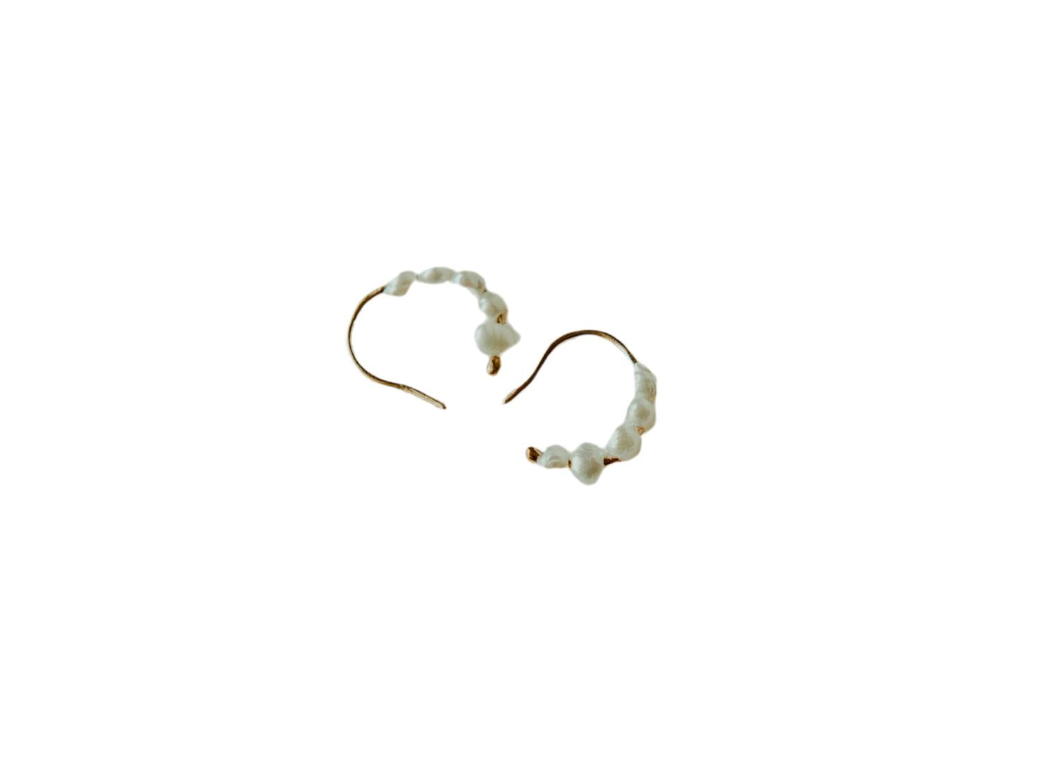 Uni Jewelry - Women's Seed Pearl Hoops Earrings