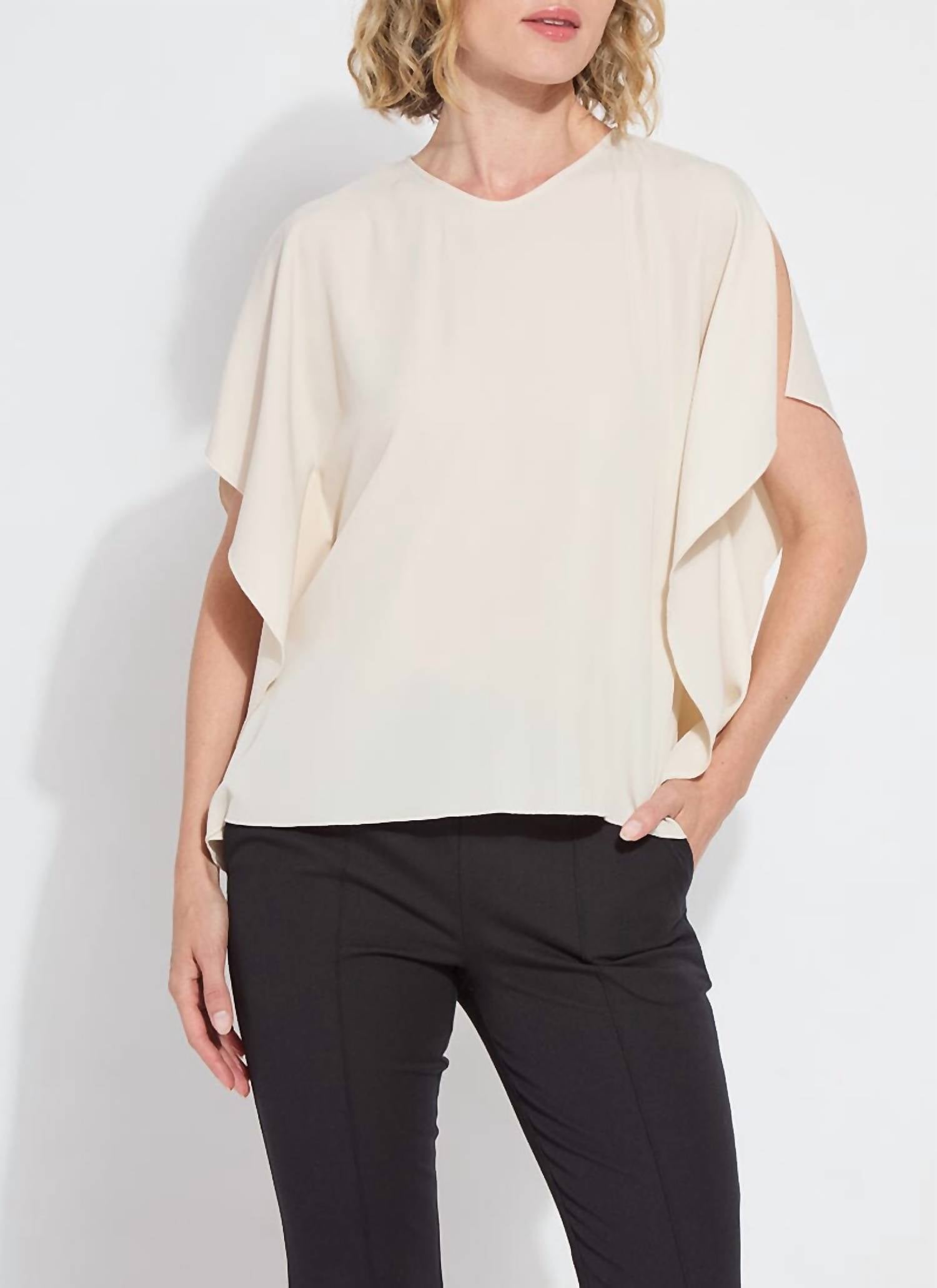 Lysse Carmen V-Neck Scarf Top in sailcloth - women's t-shirt