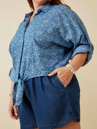 Hayden La - Floral Tie Front Shirt - Plus