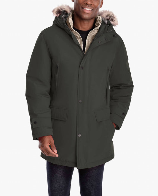 London Fog - Artic Parka With Removable Faux Fur Trim On Hood