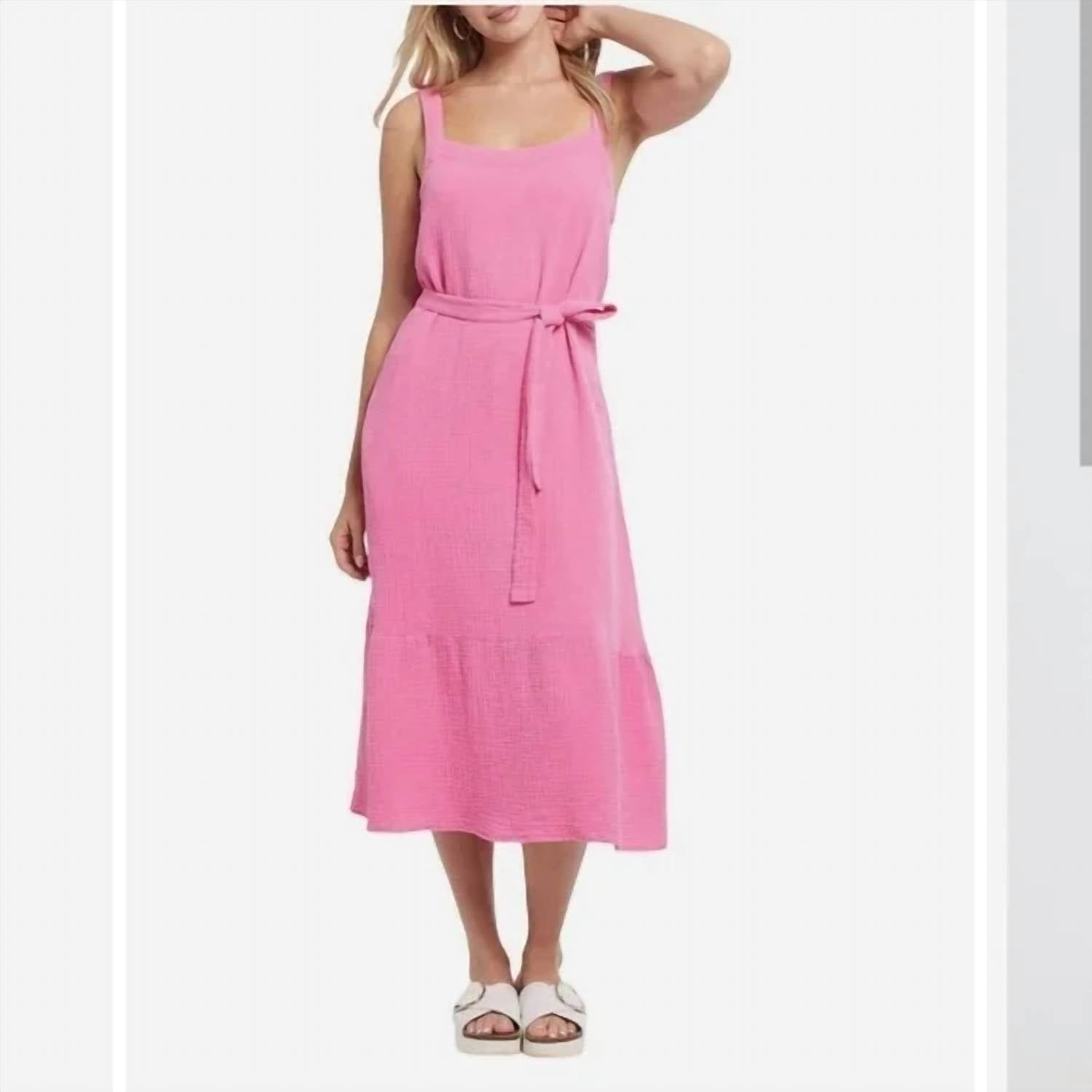 Tribal - Tie Waist Tiered Midi Dress