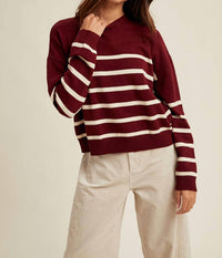Wishlist - Striped Drop Shoulder Lightweight Sweater
