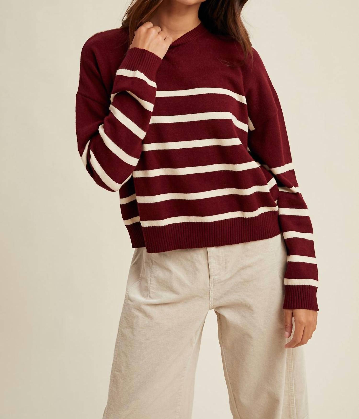 Wishlist - Striped Drop Shoulder Lightweight Sweater