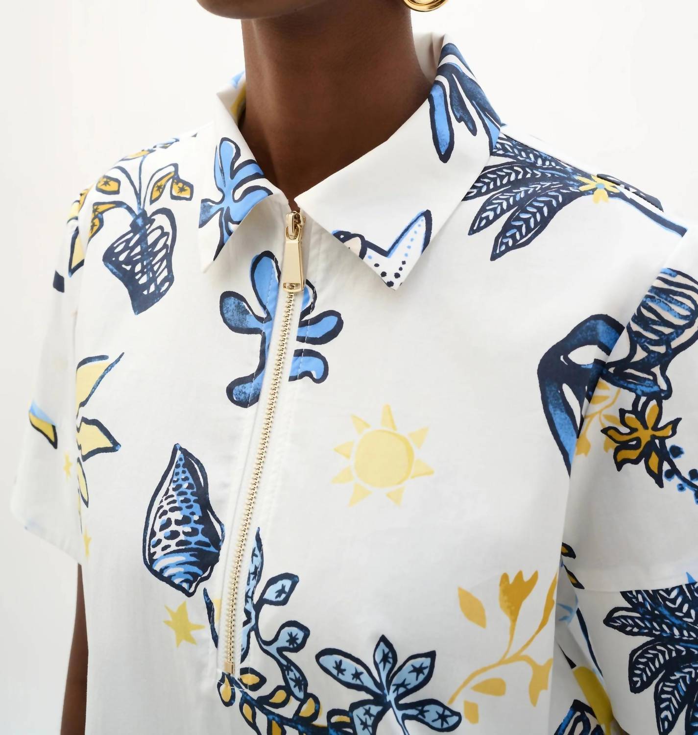 Joseph Ribkoff - Tropical Print A-line Shirt Dress