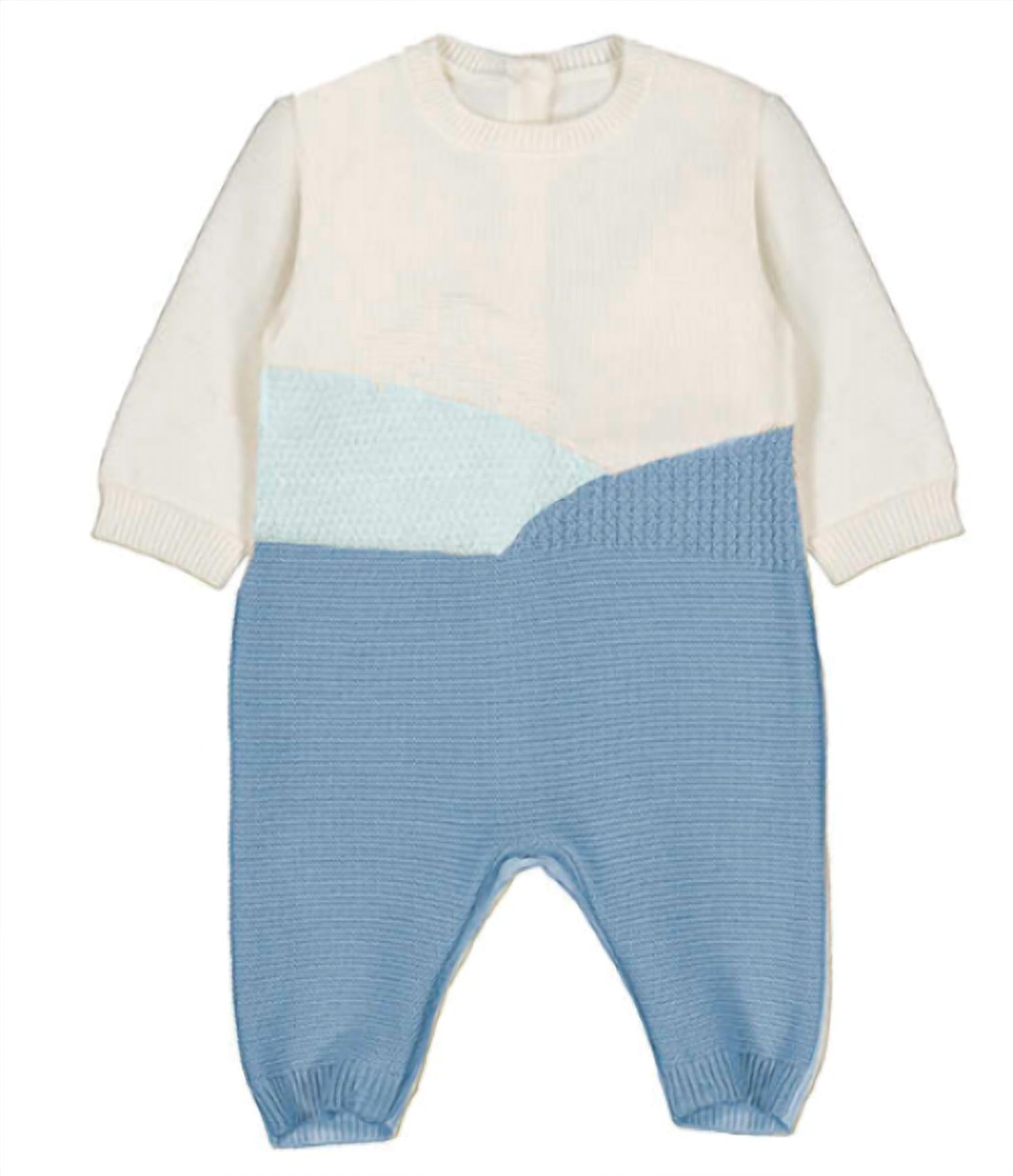 Mayoral Kid's Long Sleeve Tricot Romper in cloud blue - kids' item