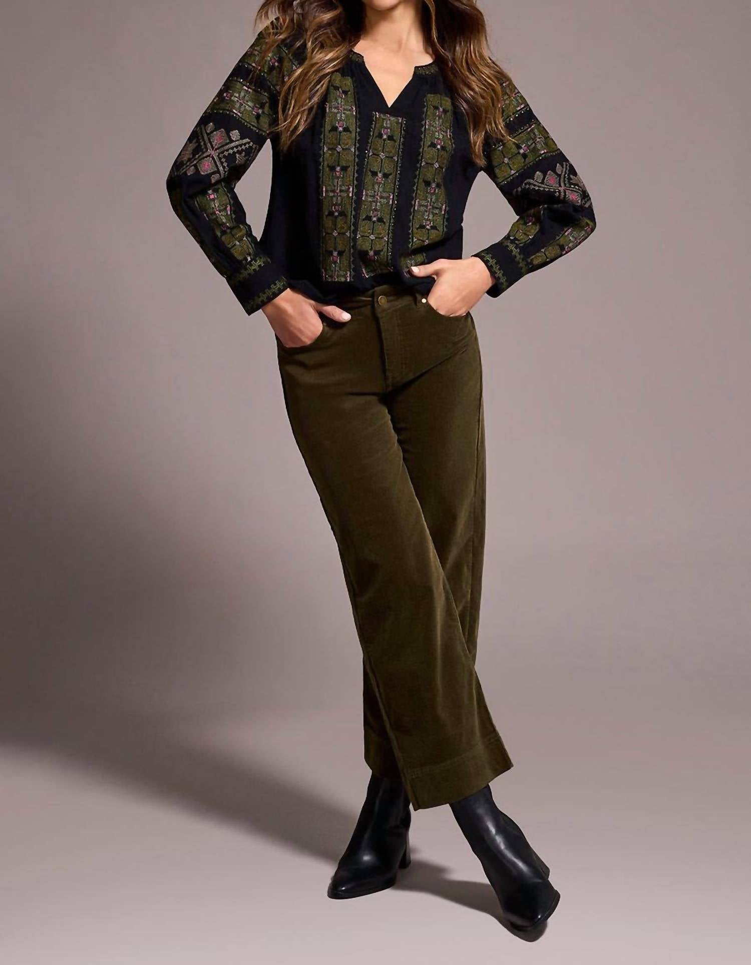 Tribal - Soft Stretch Corduroy High Rise Ankle Pant