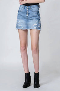 Flying Monkey - Distressed A-Line Mini Skirt