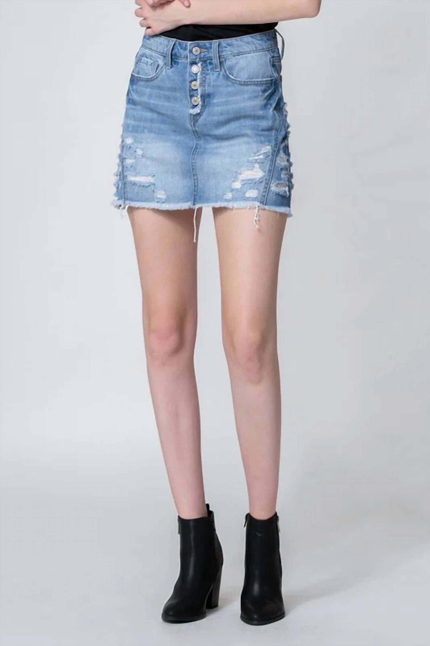 Flying Monkey - Distressed A-Line Mini Skirt