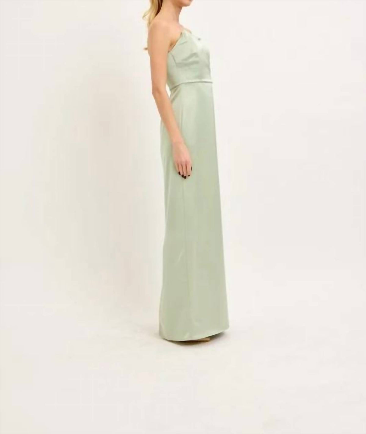 Lena - Strapless Asymmetrical Satin Maxi Dress