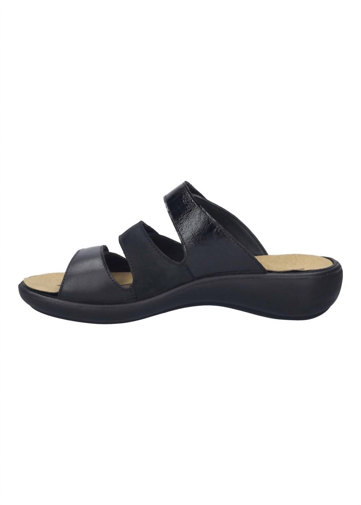 Romika USA Women's Ibiza 10 Leather Slip-on Sandals in black - women's sandal - alternate view