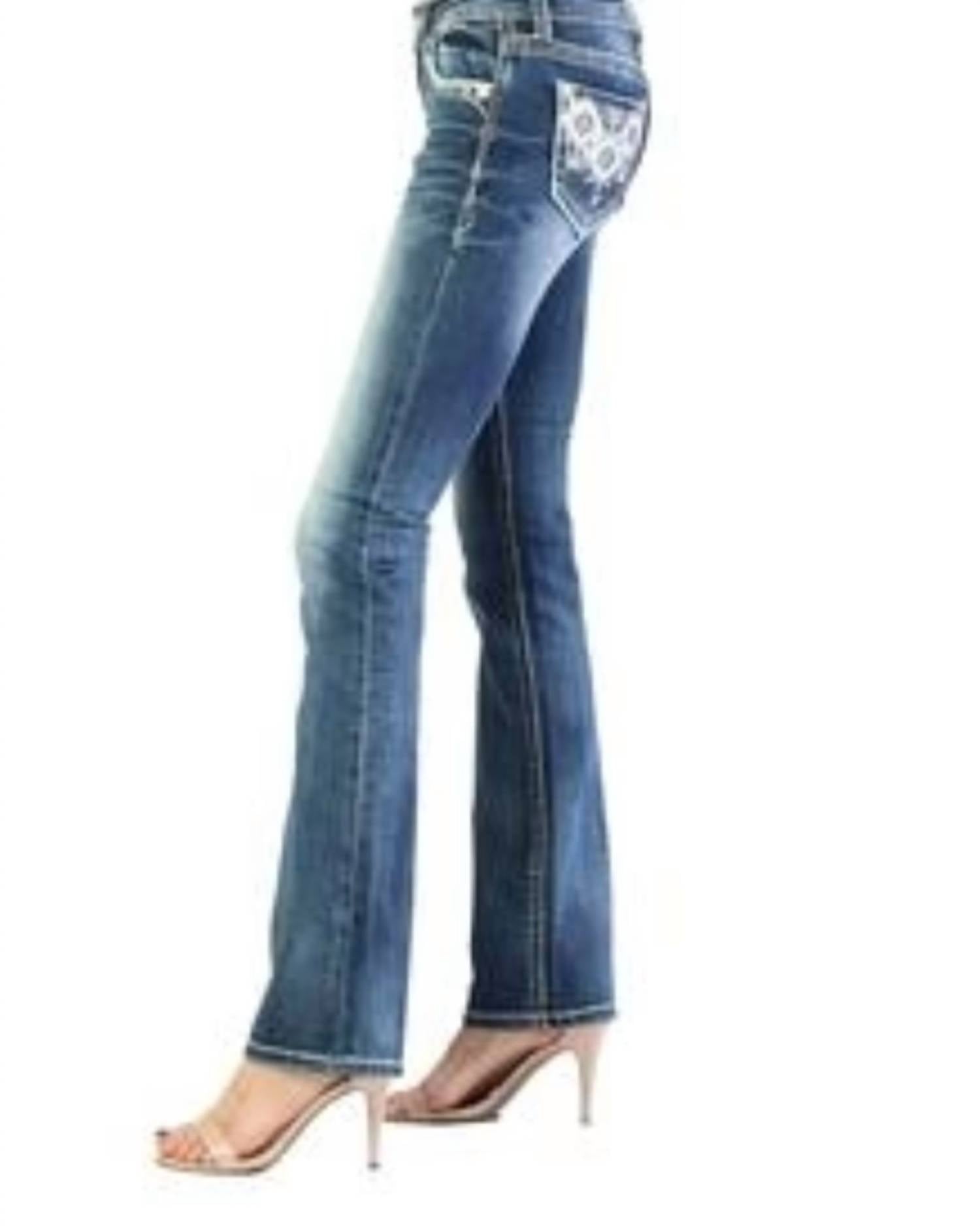 Grace In La - Mid Rise Bootcut Stretch Embellished Jeans