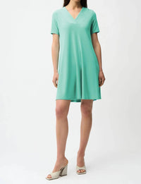 Joseph Ribkoff - V-neck Short Sleeves A-line Dress