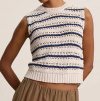 Velvet By Graham & Spencer - Calista Crochet Stitch Stripe Tank