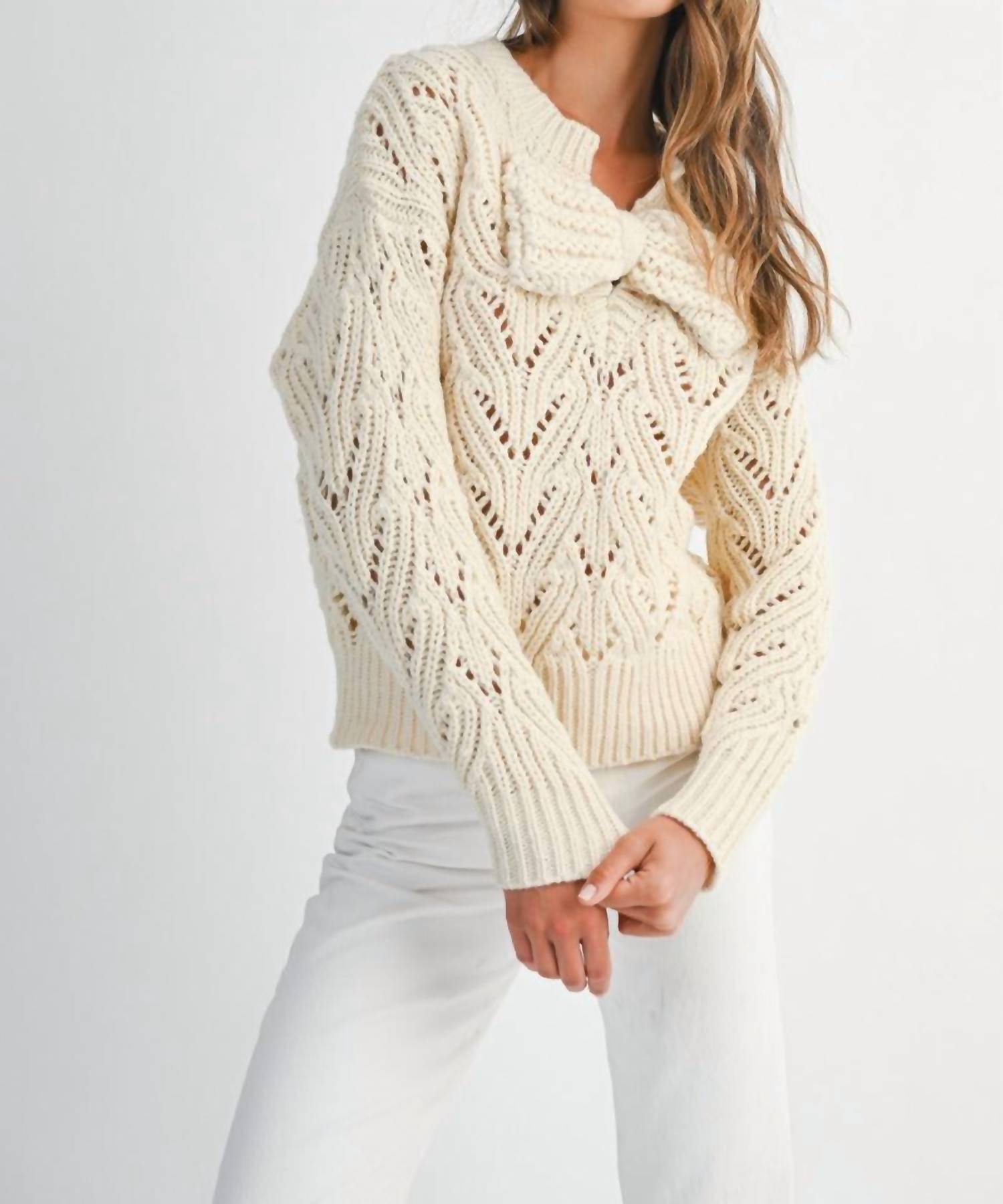 Mable - Front Big Bow Knit Sweater