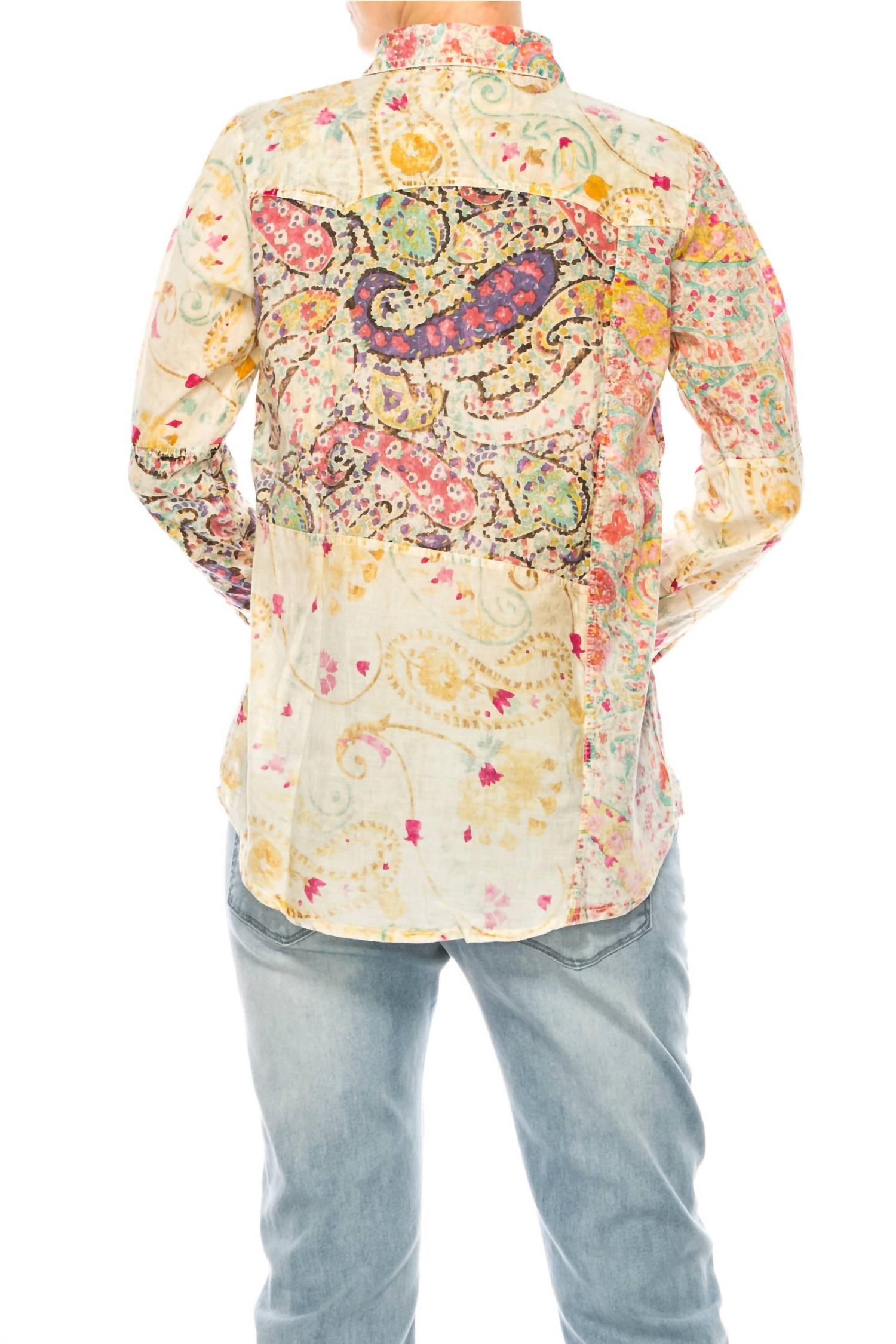 Vintage Goa - Paisley Patchwork Vintage Wash Shirt Top