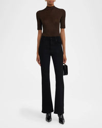 FRAME Lurex Mock Neck Top in americano - women's t-shirt