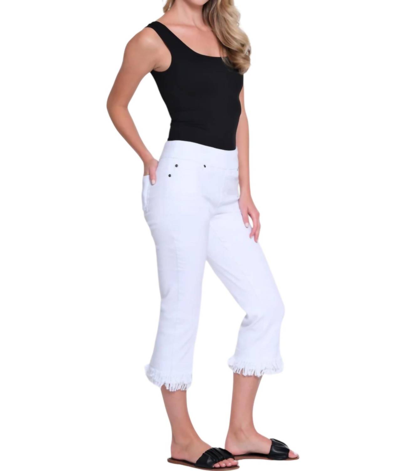 Slimsation By Multiples - Pullon Fringe Hem Capri Pants