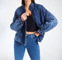 Tractr - Diamond Quilted Reversible Denim Jacket
