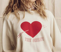 THE GREAT. College Sweatshirt in heart graphic - women's top - view 4