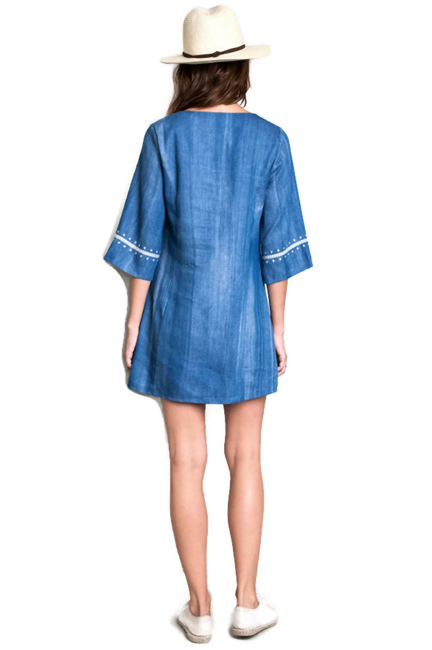 Umgee - Embroidered Denim Dress