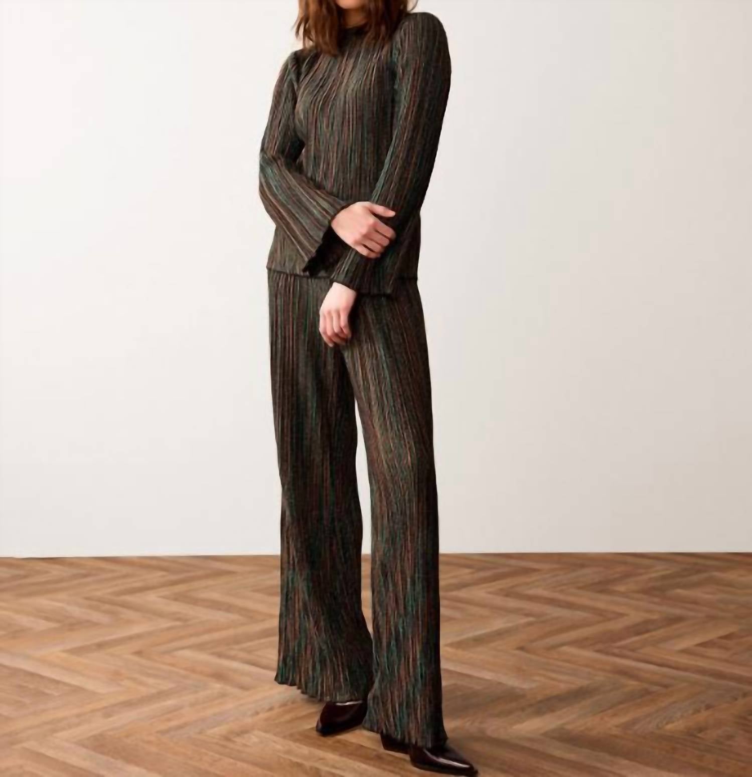Summum - Lurex Stripes Plisse Jersey Top