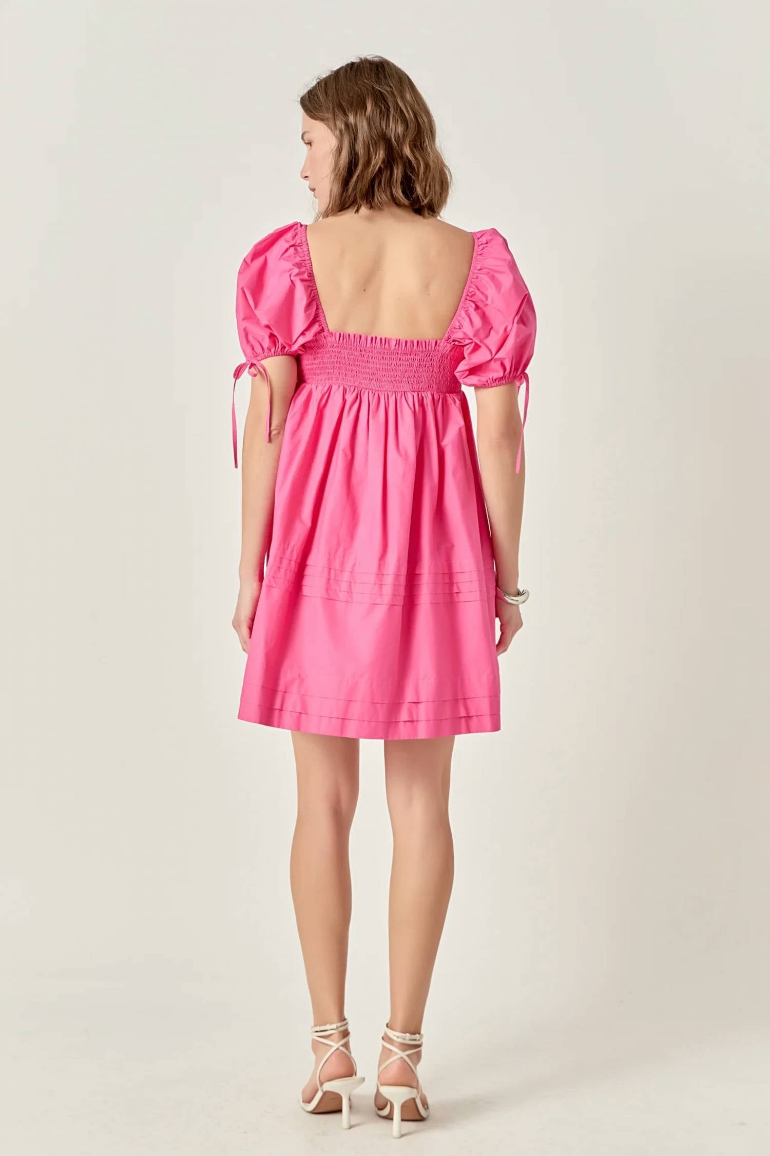 English Factory - Pleat Detail Puff Sleeve Dress