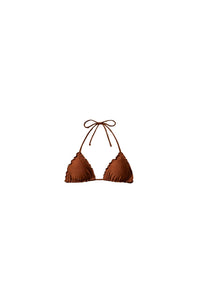 Luli Fama Cosita Buena Wavey Triangle Bikini Top in brown - women's swimwear - alternate view