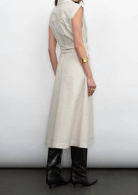 Greylin - Lorena Stripe Shirt Collar Midi Dress