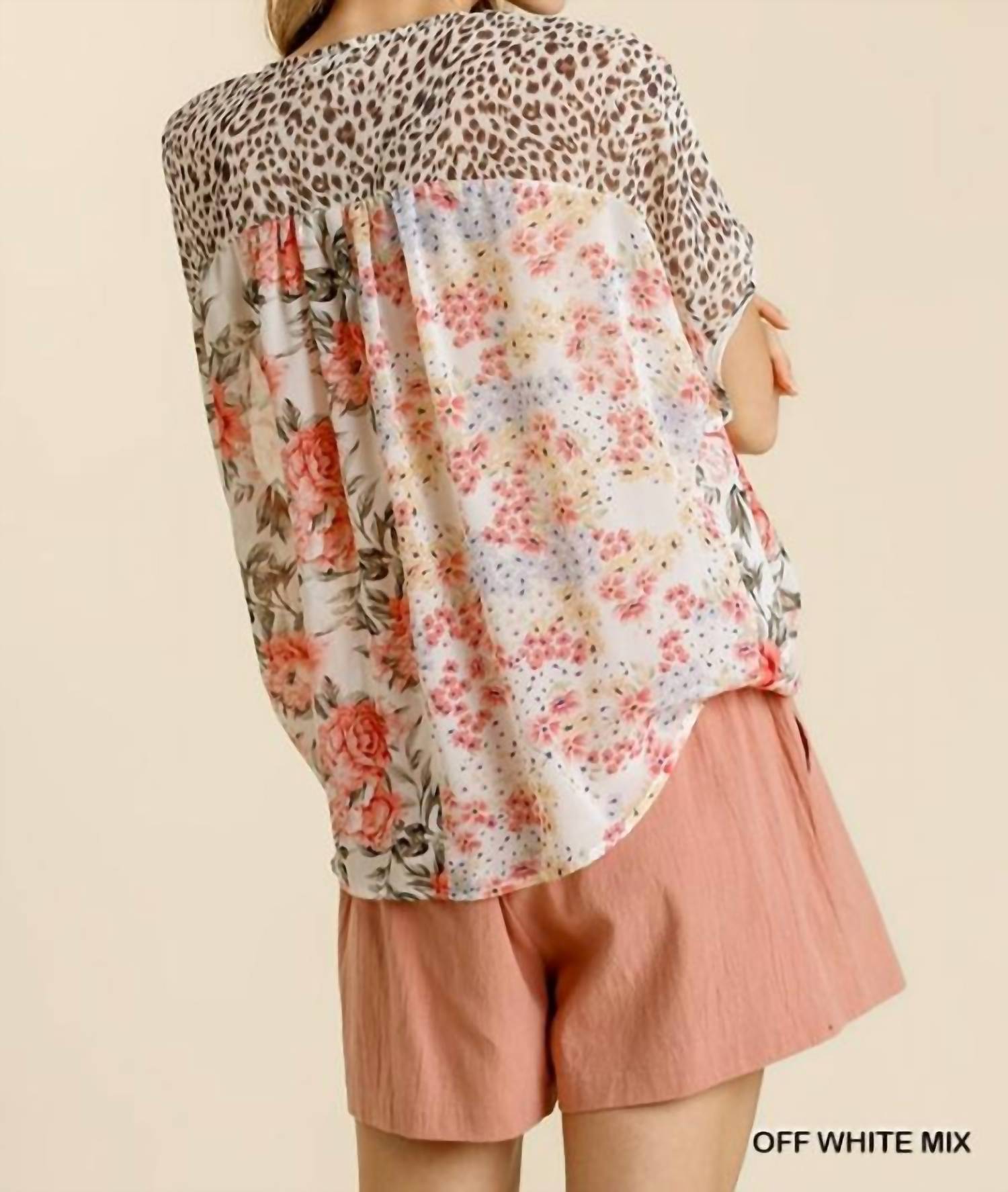 Umgee - Mixed Print Crossbody Top