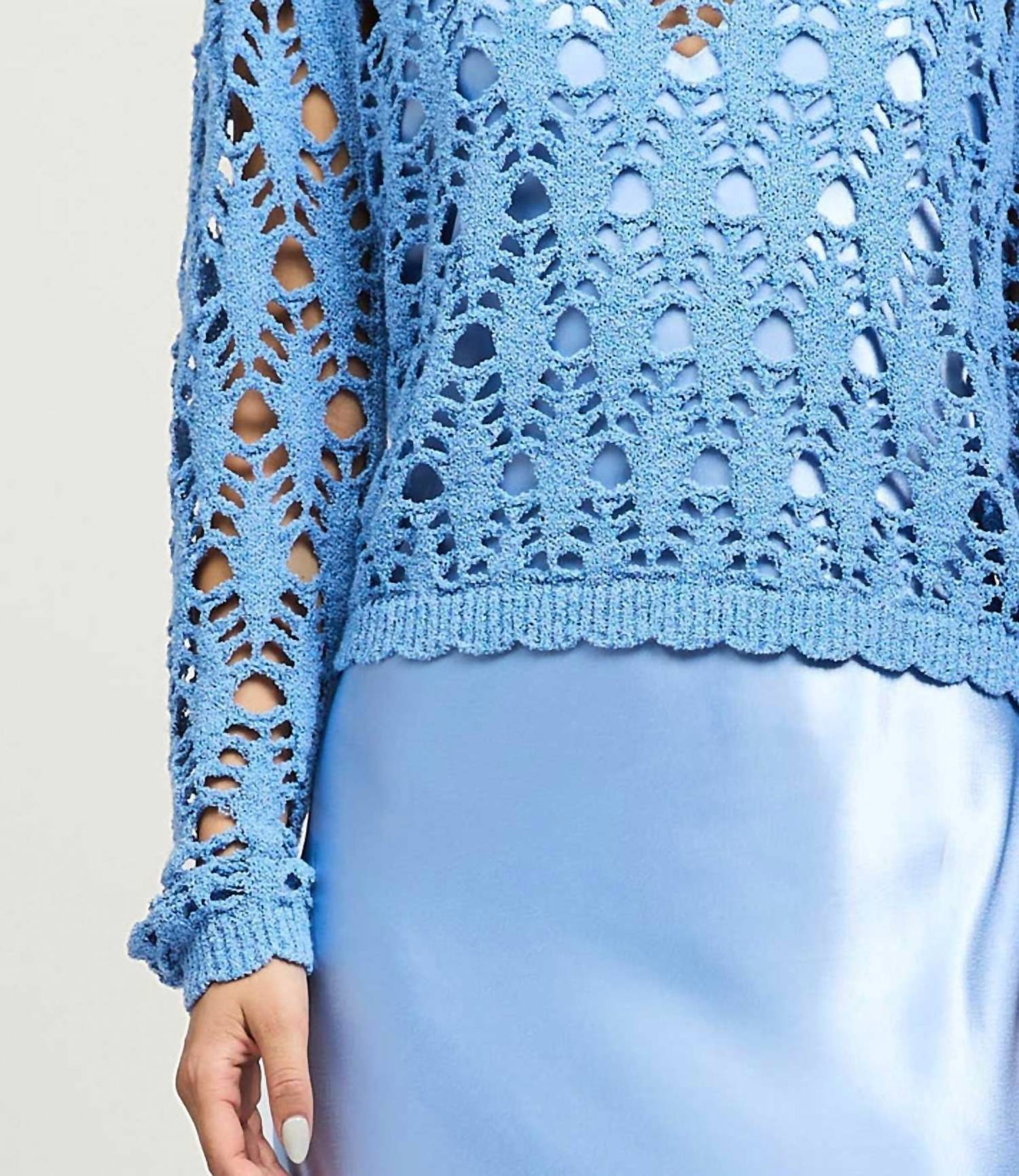 Current Air - Pointelle Sweater Satin Dress Set