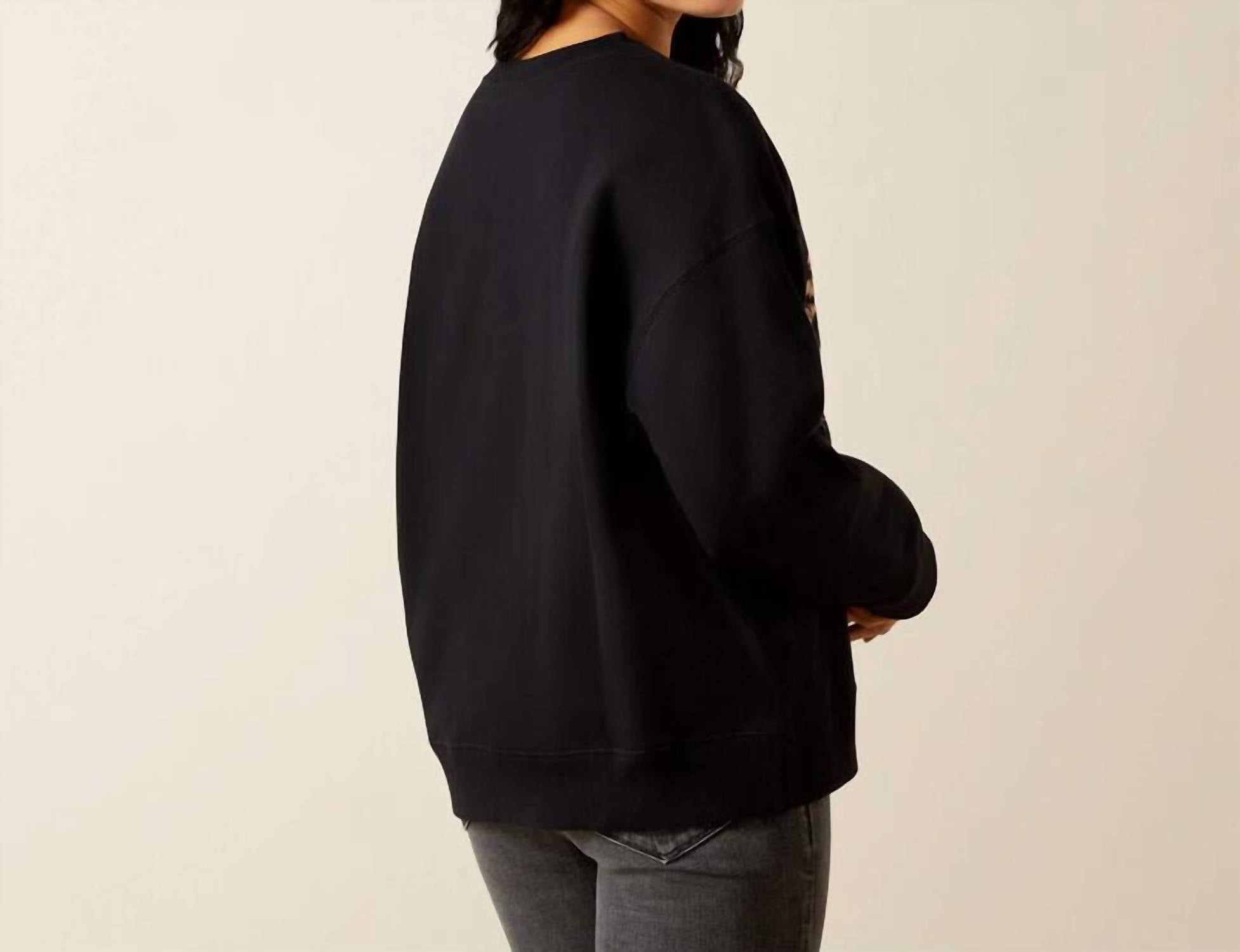 ARIAT The Outlaw Crew Neck Sweatshirt in black - women's top - detail view
