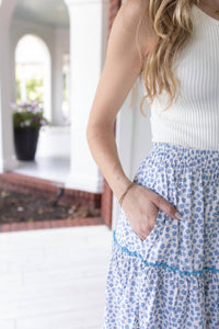 In February - Seaside and Stripes Tiered Maxi Skirt