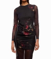 Allsaints - Nora Floral Sparkle Mesh Dress