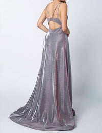 Ladivine - Long Glitter Crepe Prom Dress