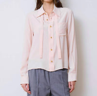 WE-AR4 Academy Silk Crepe Blouse in pale blush - women's blouse