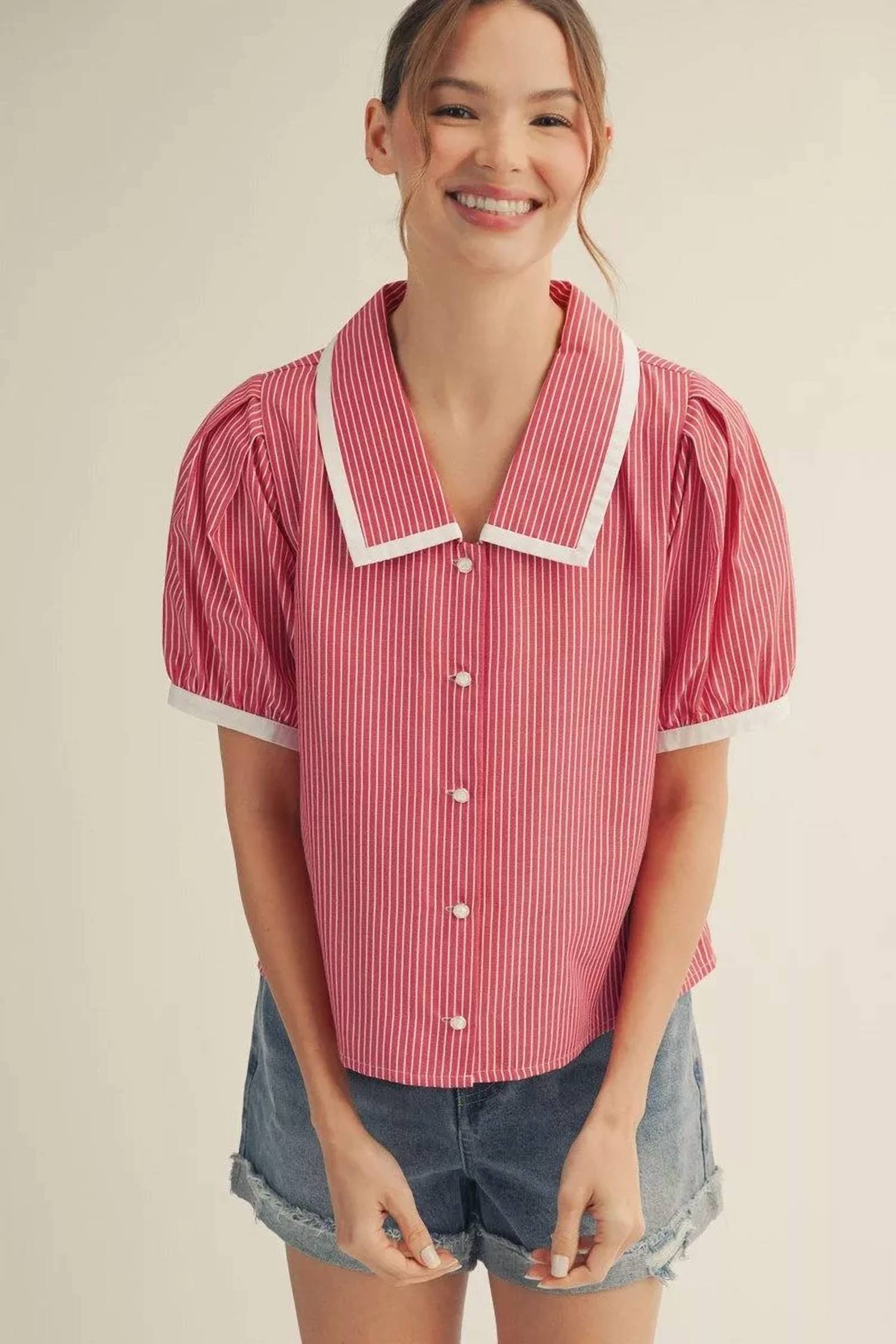 Jodifl - Stripe Button Blouse