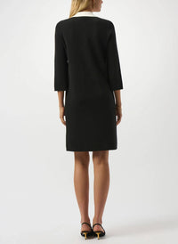 Joseph Ribkoff - Contrast Shirt Collar Knit Midi Dress
