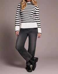 Tribal - Stripe Funnel Neck Sweater