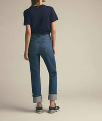 Favorite Daughter Favorite Sister Cropped Tee in navy - women's t-shirt - detail view