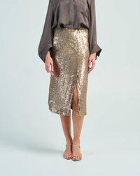TWP Fishscale Ladylike Midi Skirt in honey - women's skirt