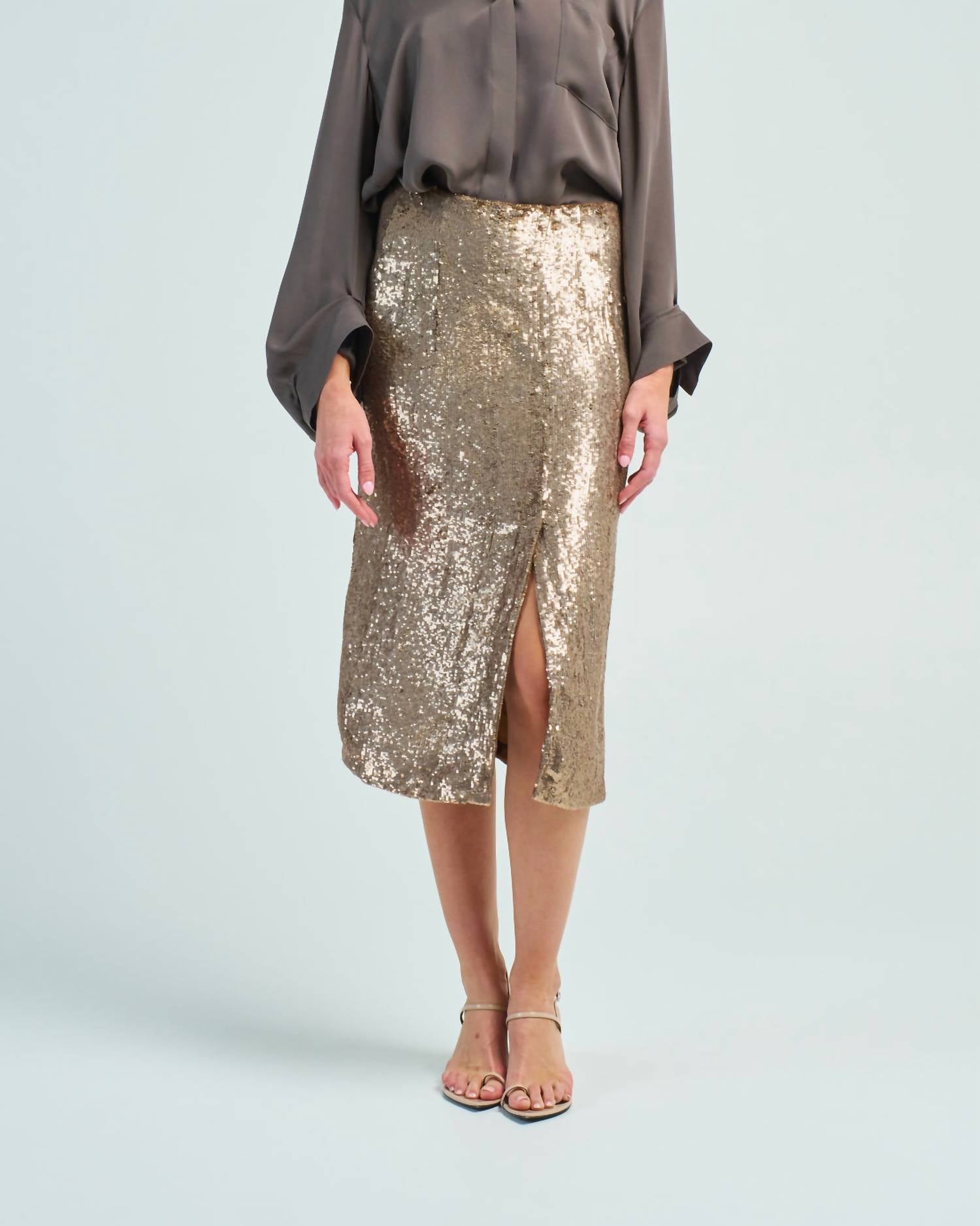 TWP Fishscale Ladylike Midi Skirt in honey - women's skirt