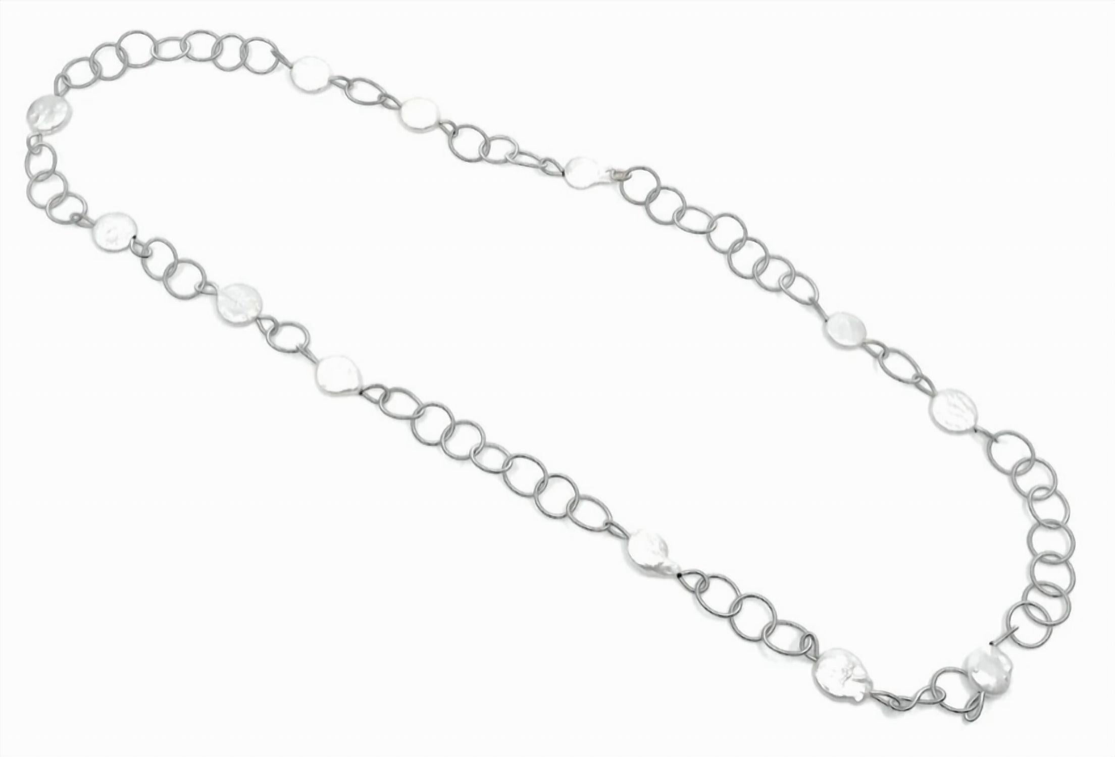Sea Lily Women's Long Rings With Coin Pearls Necklace in silver - women's jewelry