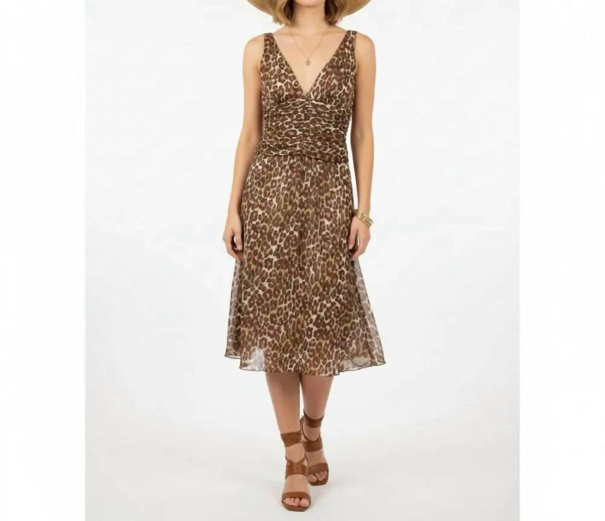 Trina Turk - Animal Print Silk Sleeveless Midi Dress