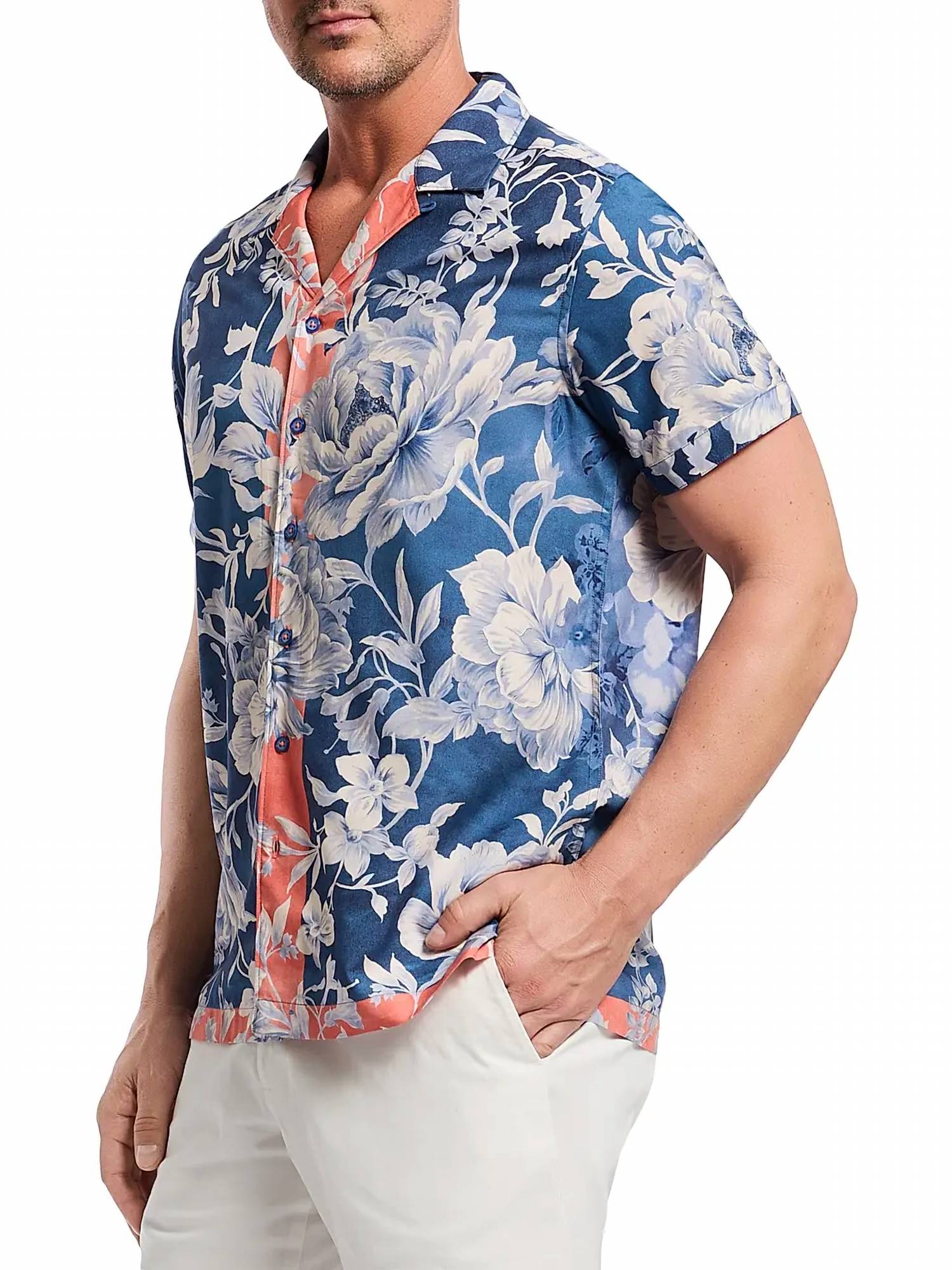 Robert Graham Men’s Floral Button-down Shirt in blue - men's shirt - detail view