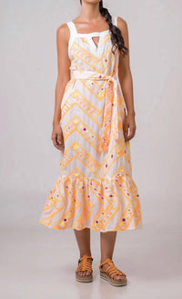 Aether Concept - Midi Linen Dress With Embroidery